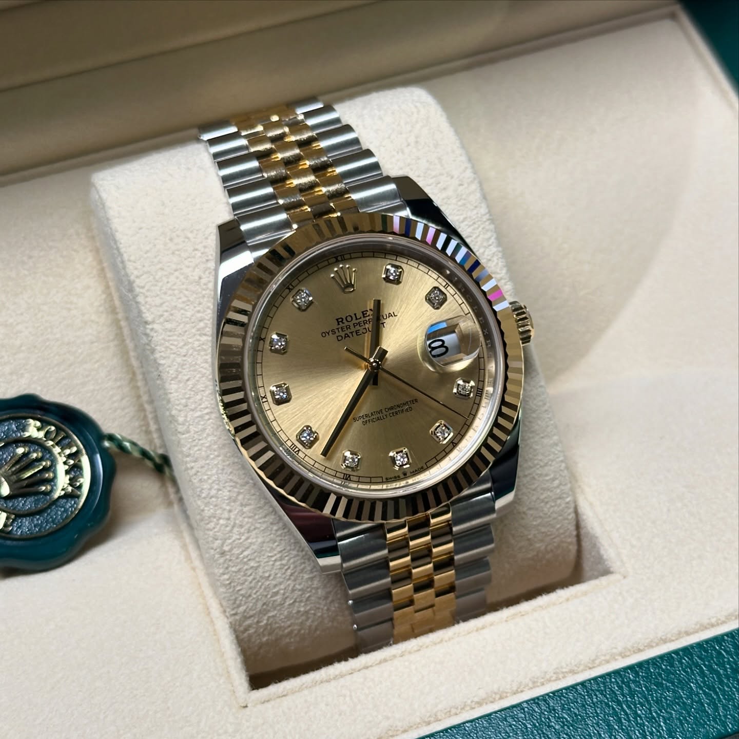 Rolex Datejust 41 18K/SS with Black Diamond Dial | 2024 | 41mm