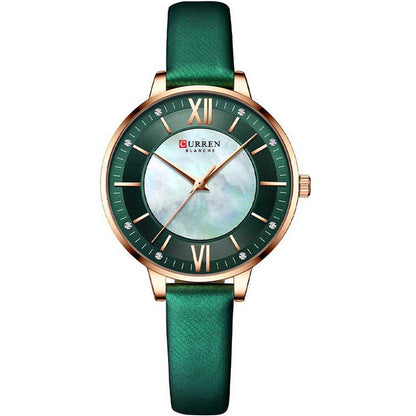 Curren 9080 Brown Leather Strap Stylish Analog Dial Ladies Watch Curren Watches / Ladies Leather Watches