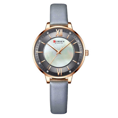 Curren 9080 Brown Leather Strap Stylish Analog Dial Ladies Watch Curren Watches / Ladies Leather Watches