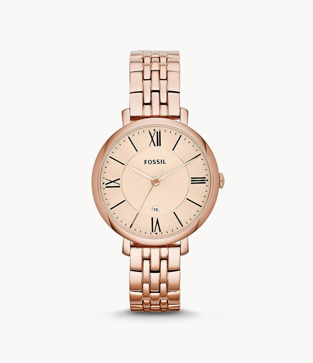Fossil Jacqueline Rose-Tone Stainless Steel Watch for Women- ES3435