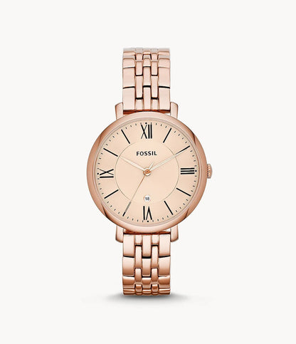 Fossil Jacqueline Rose-Tone Stainless Steel Watch for Women- ES3435