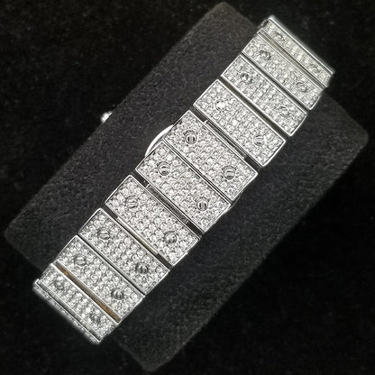 Cartier Iced Out Santos(Silver White)