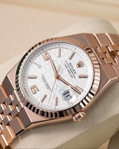 Rolex Land-Dweller 127235 | Rose Gold Flat Jubilee White Dial