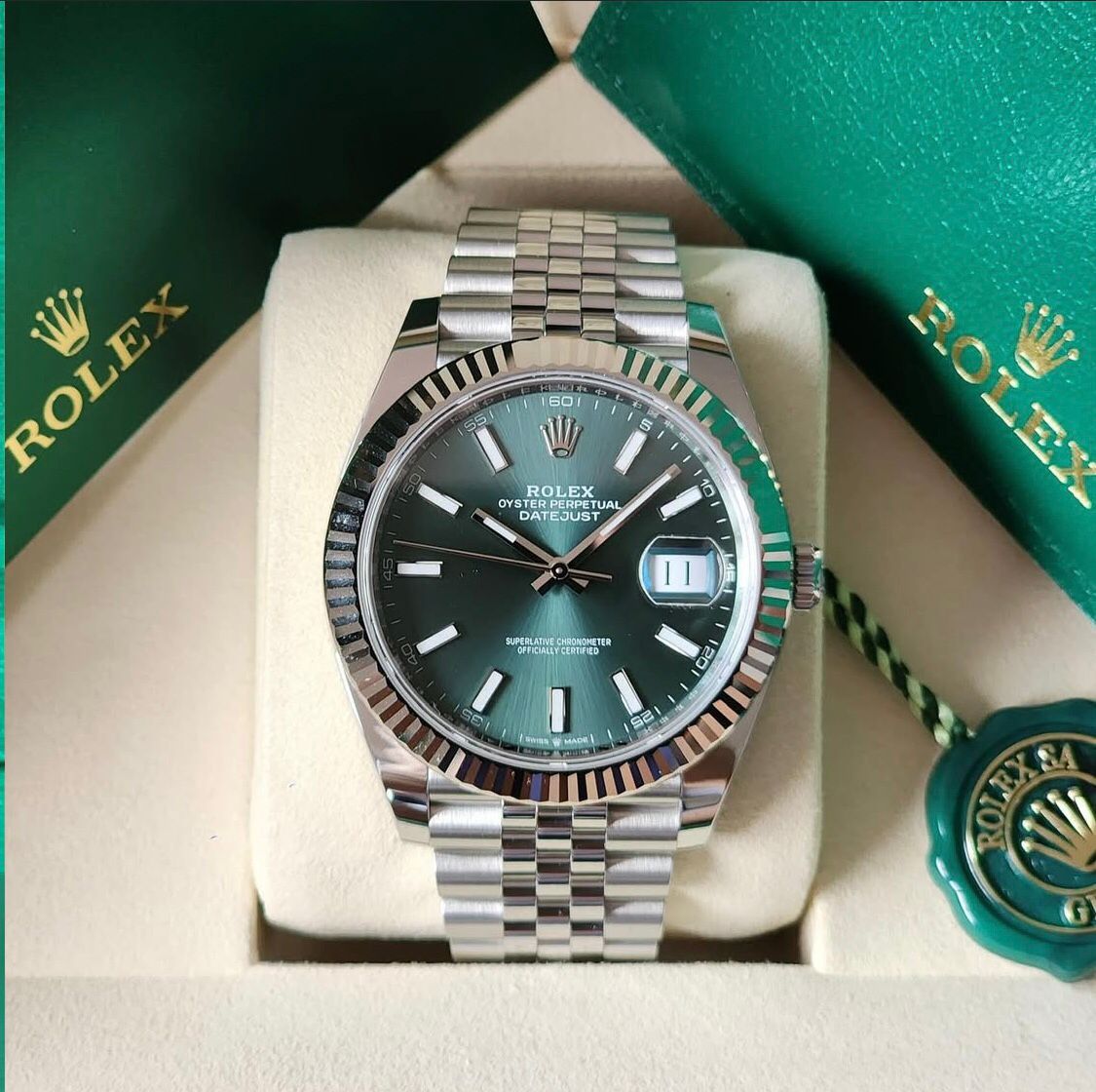 Rolex Oyster Perpetual Datejust 36mm “Mint Green Index Dial” Stainless Steel 126234