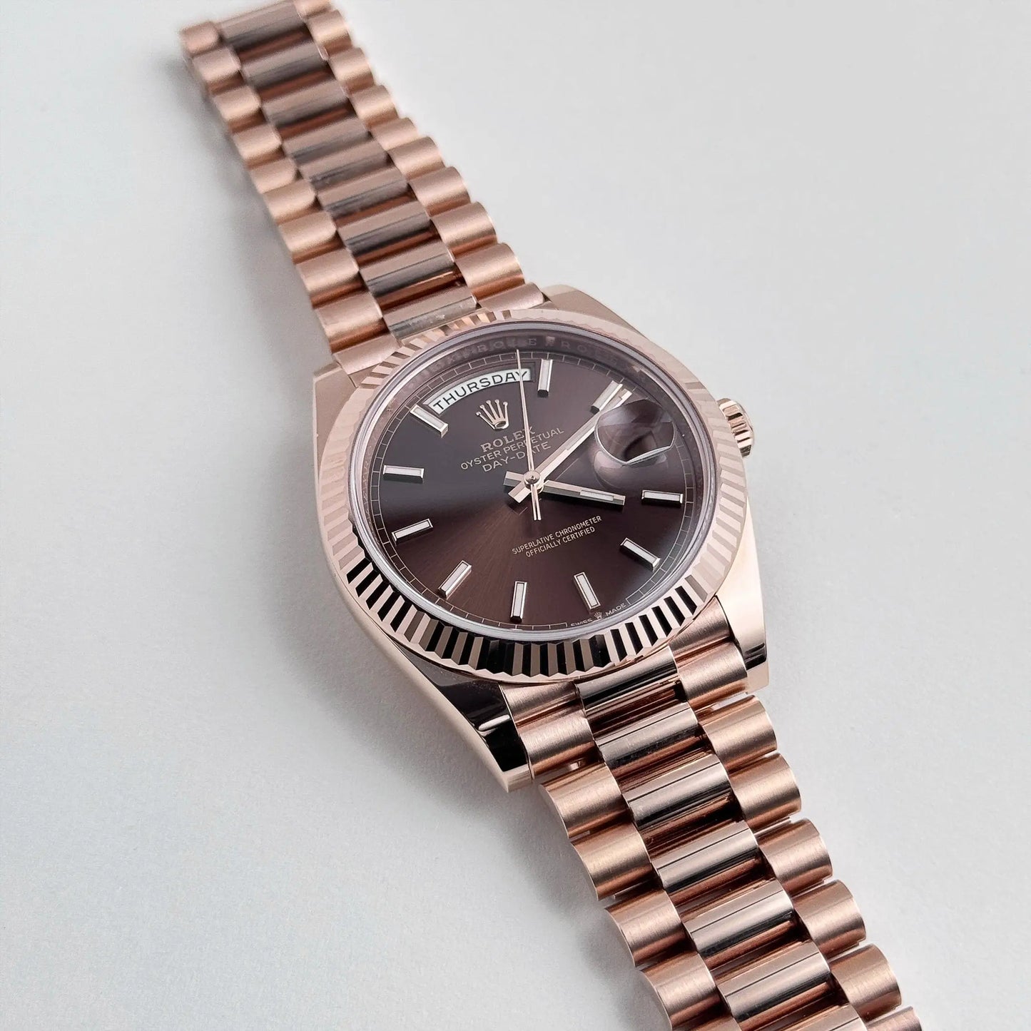 Rolex Day Date Rose Gold Chocolate Dial