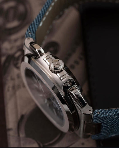 Patek Philippe Nautilus Flyback Chronograph White Gold Blue-Gray Dial 5980/60G