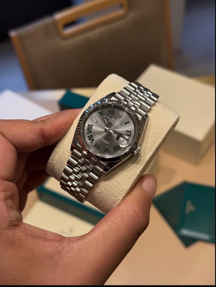 NEW Datejust 36mm 126234 Fluted Bezel Wimbledon Rhodium Dial Jubilee Bracelet Watch