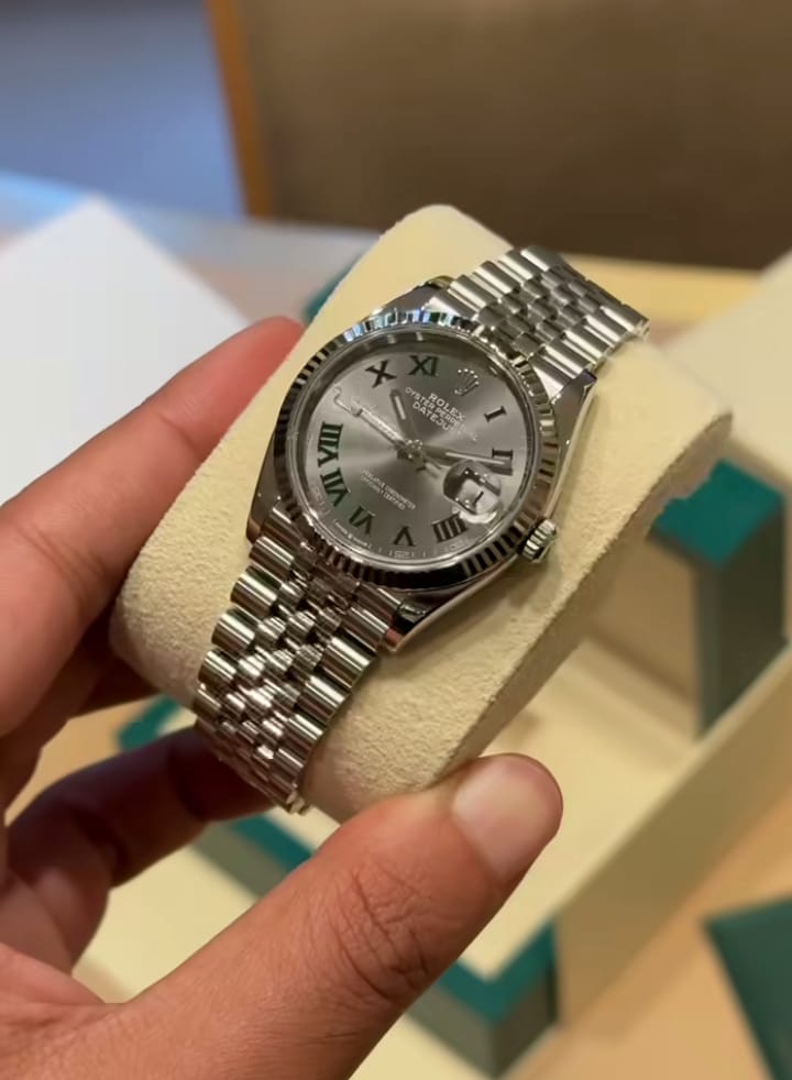 NEW Datejust 36mm 126234 Fluted Bezel Wimbledon Rhodium Dial Jubilee Bracelet Watch