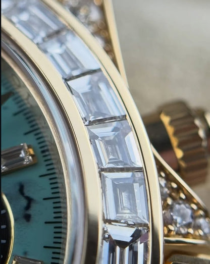Rolex Daytona Yellow Gold Turquoise Diamond Dial & Bezel Oysterflex Strap 126538TBR