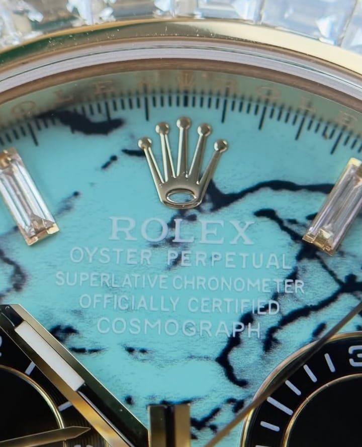Rolex Daytona Yellow Gold Turquoise Diamond Dial & Bezel Oysterflex Strap 126538TBR