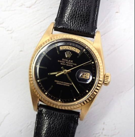 Rolex Day-Date 1803 18k Yellow Gold Black Index Dial Automatic Unisex watch 36mm