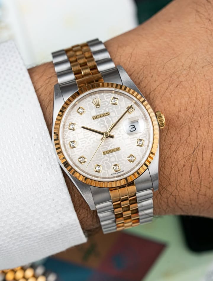 ROLEX Datejust 16233G Factory Diamond Dial Swiss Men Watch