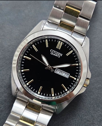 Citizen Men’s Quartz Two-Tone Bracelet Watch With Black Dial BF0584-56E