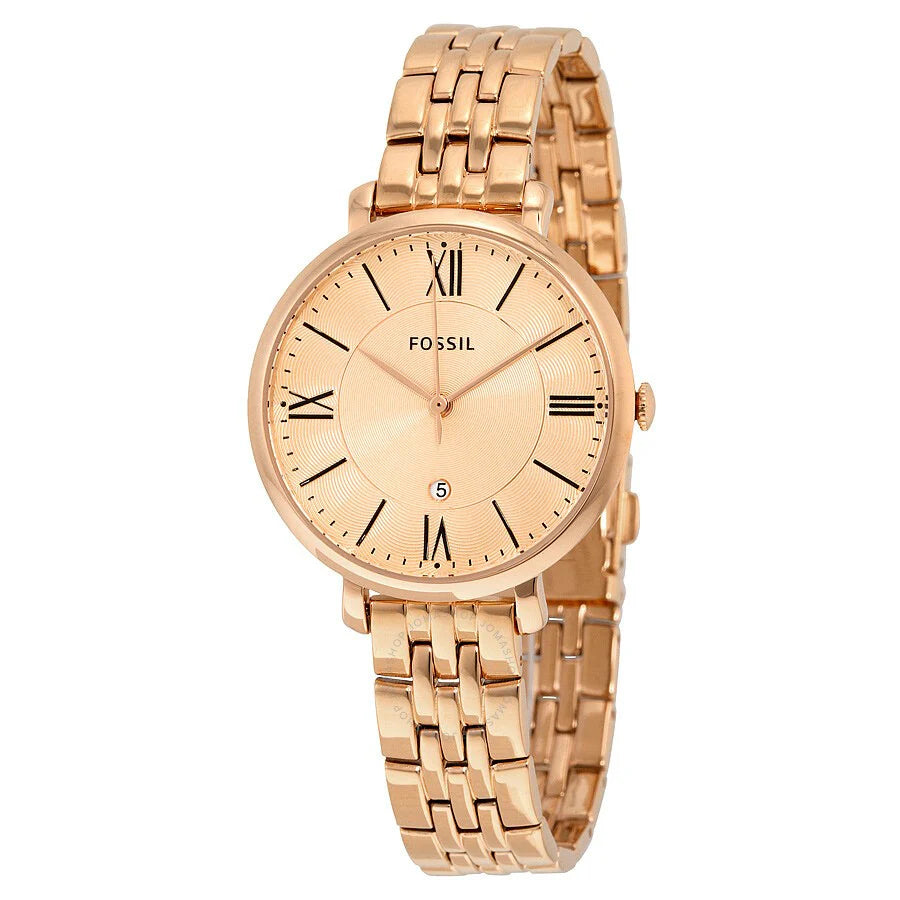 Fossil Jacqueline Rose-Tone Stainless Steel Watch for Women- ES3435