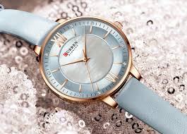 Curren 9080 Brown Leather Strap Stylish Analog Dial Ladies Watch Curren Watches / Ladies Leather Watches