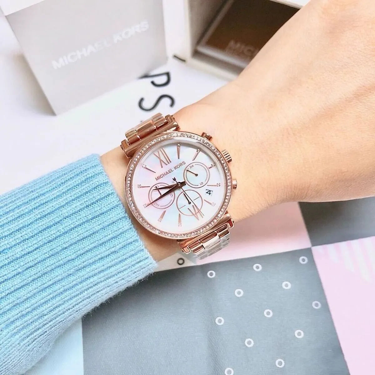 Michael Kors Sofie Chronograph women's watch, rose-gold tone stainless steel